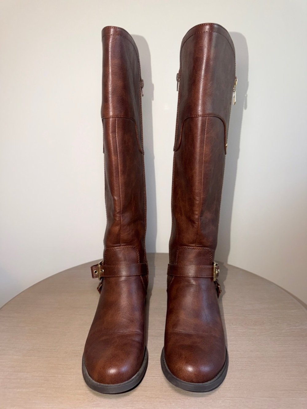 G by Guess Brown Leather Tall Heeled Boots
